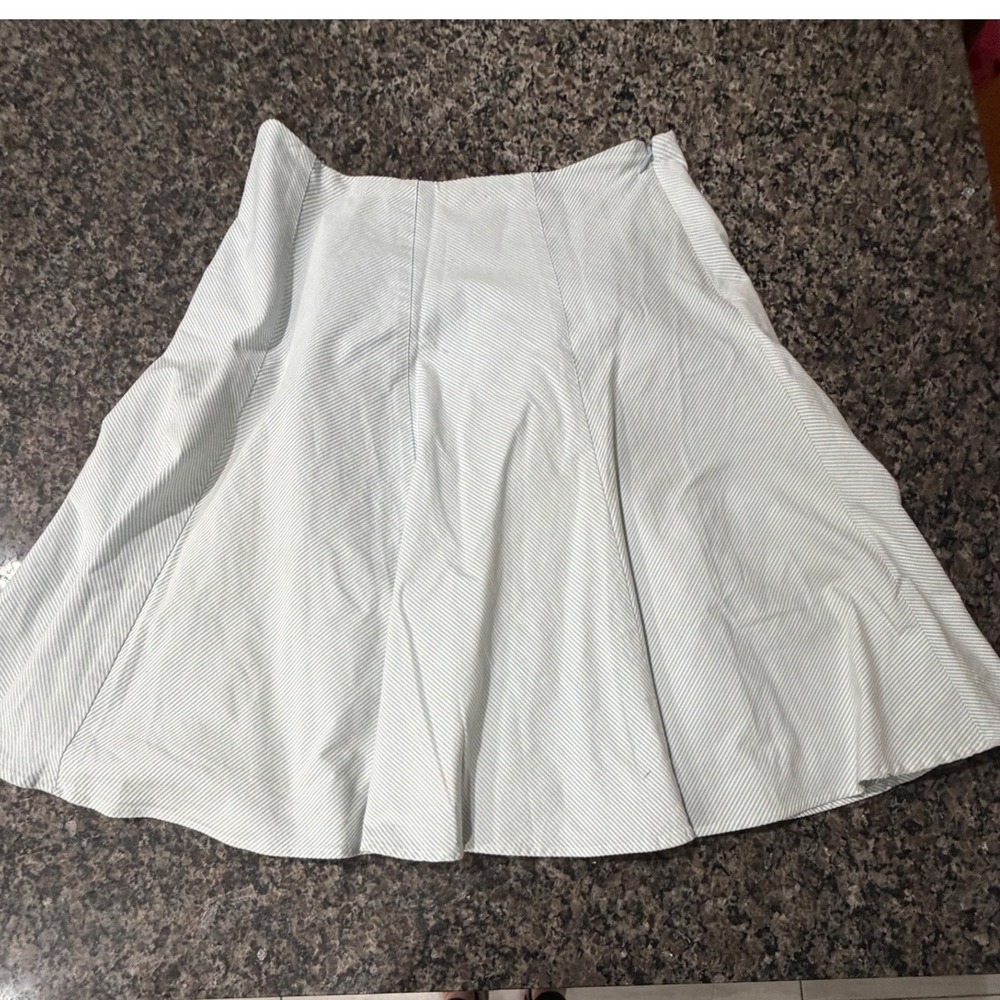 Jones New York Signature Blue White Pinstripe A-Line Skirt Size 8 Lined Flared